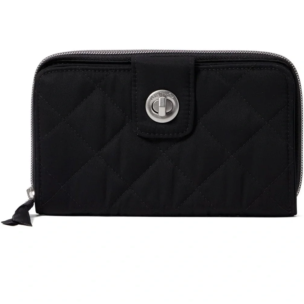 Vera Bradley Women's Performance Twill Turnlock Wallet With RFID, Black.
